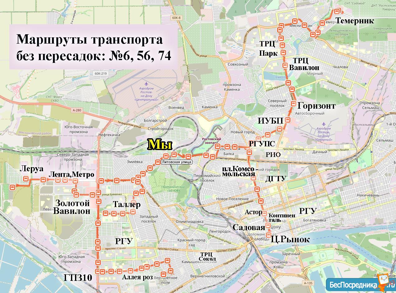 Карта Ростов на Дону Западный